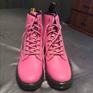Dr. Martens Pink Combat Boots with Chunky Sole